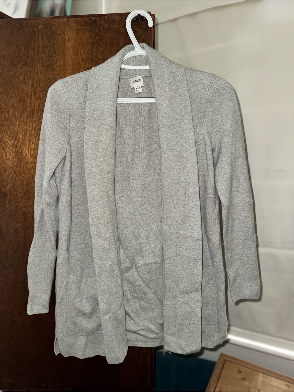 J. Crew Light Gray Open-Front Shawl Collar Cardigan